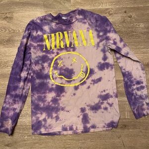 Old Navy Purple Tie-Dye Nirvana Long Sleeve Tee